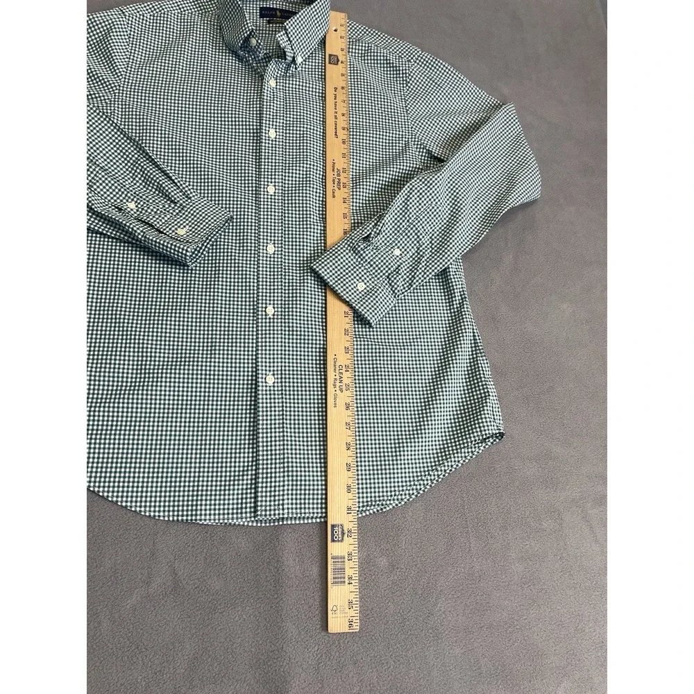 Polo Ralph Lauren Shirt Mens Large Green Gingham Classic Fit Button Down